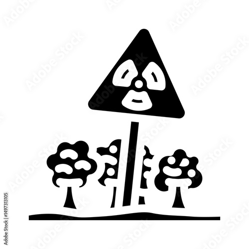 warning zone radioactive pollution glyph icon vector illustration