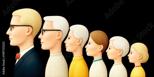 A time-lapse sequence of two friends from childhood to old age