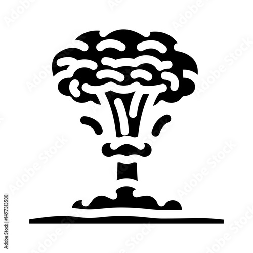 nuclear explosion cloud radioactive pollution glyph icon vector illustration
