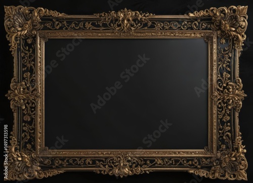 Wallpaper Mural Black velvet with gold leaf accents, ornate border, exclusive, certificate, celebration Torontodigital.ca