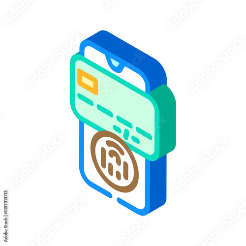 biometric payment authentication fintech isometric icon vector illustration