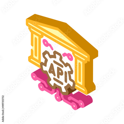 open banking api fintech isometric icon vector illustration