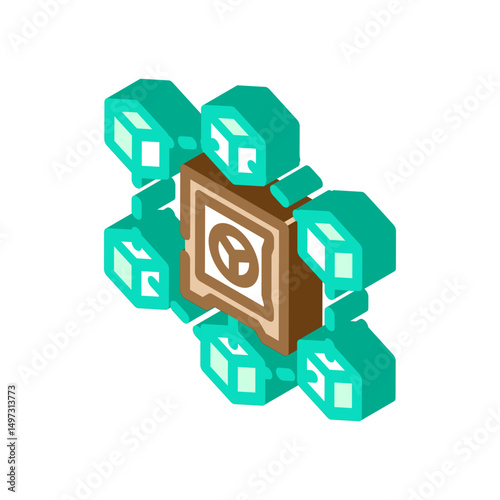 cryptocurrency staking fintech isometric icon vector illustration