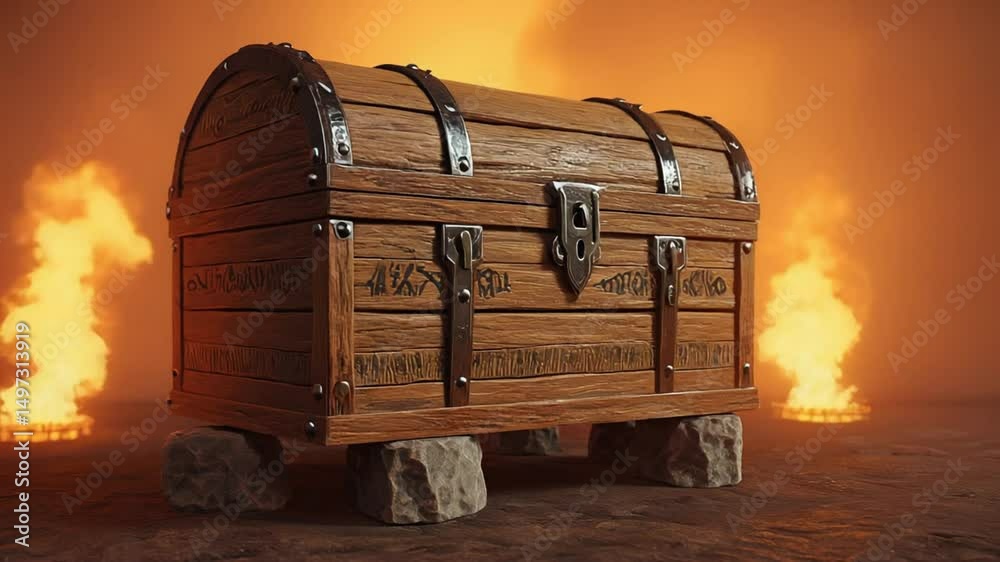 An ornate antique wooden treasure chest, conveying mystery, history, and hidden riches. Ideal for historical, adventure, and fantasy themes.
