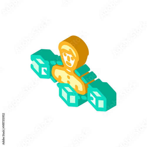 blockchain based identity verification isometric icon vector illustration