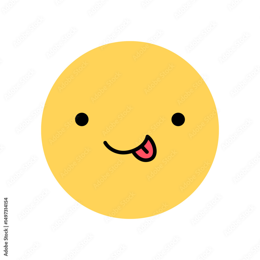 Cute yellow smile icon with happy facial expression. Character with cheerful, playful mood isolated on a white background. Vector flat illustration. Perfect for social media, stickers. Cute yellow smile icon with happy facial expression. Character with cheerful, playful mood isolated on a white background. Vector flat illustration. Perfect for social media, stickers.