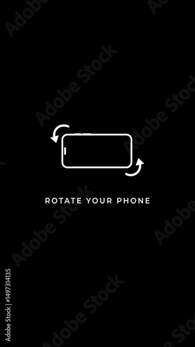 Mobile phone screen rotation animation from portrait to landscape. Device-rotation concept.