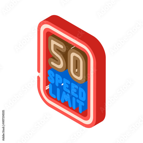 speed limit highway road isometric icon vector illustration