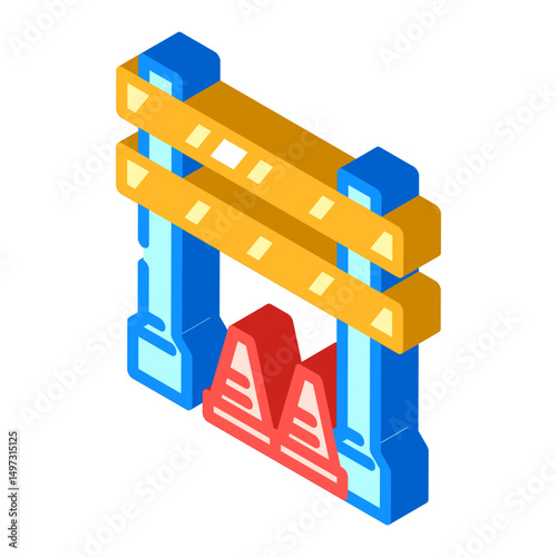 construction zone highway road isometric icon vector illustration