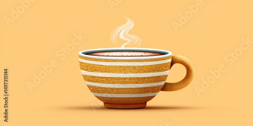 a minimalist flat vector of a cup of cocoa with steam in warm brown tones