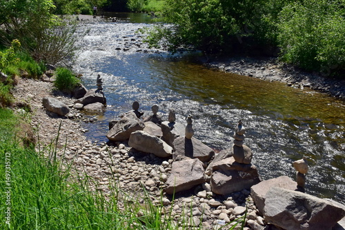 Steinstapel am Ufer der Dreisam in Freiburg photo