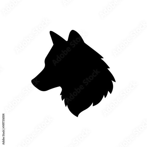 Fox head silhouette vector flat illustration on white background.