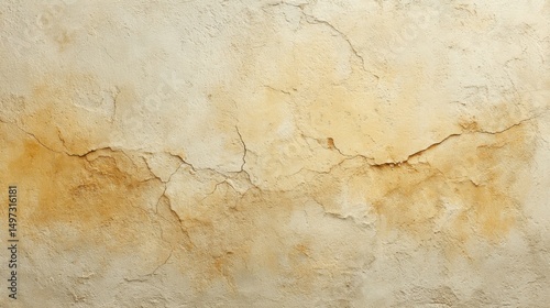 Decorative Plaster Wall With Faded Golden Beige Texture Showcasing Intricate Cracks and a Vintage Aesthetic for Interior Design Inspiration