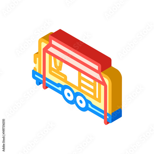 food truck shop isometric icon vector illustration