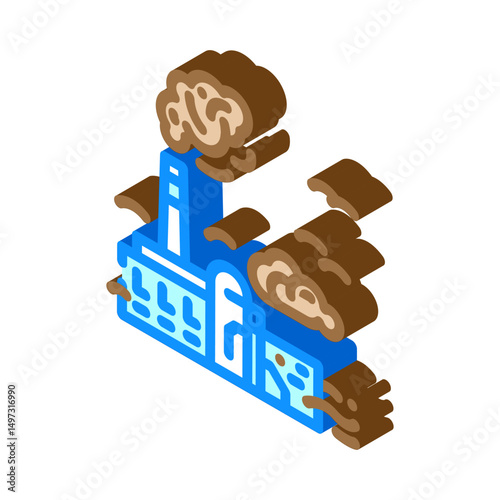 industrial zone covered heavy smog isometric icon vector illustration