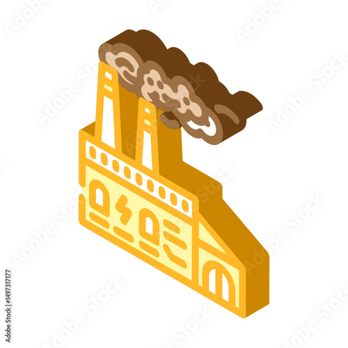 power plant releasing co2 air pollution isometric icon vector illustration