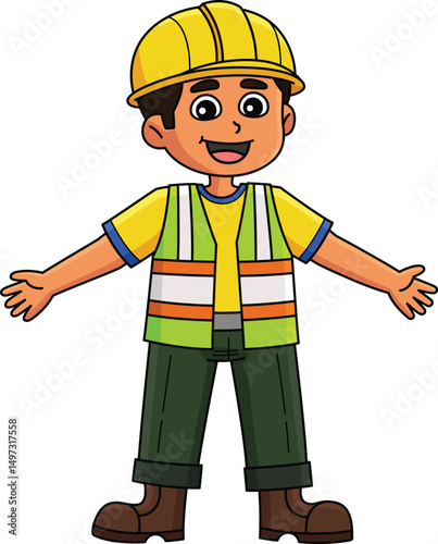 Male Construction Worker Cartoon Colored Clipart 