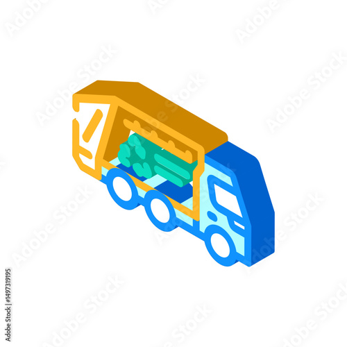 disposal truck e waste pollution isometric icon vector illustration