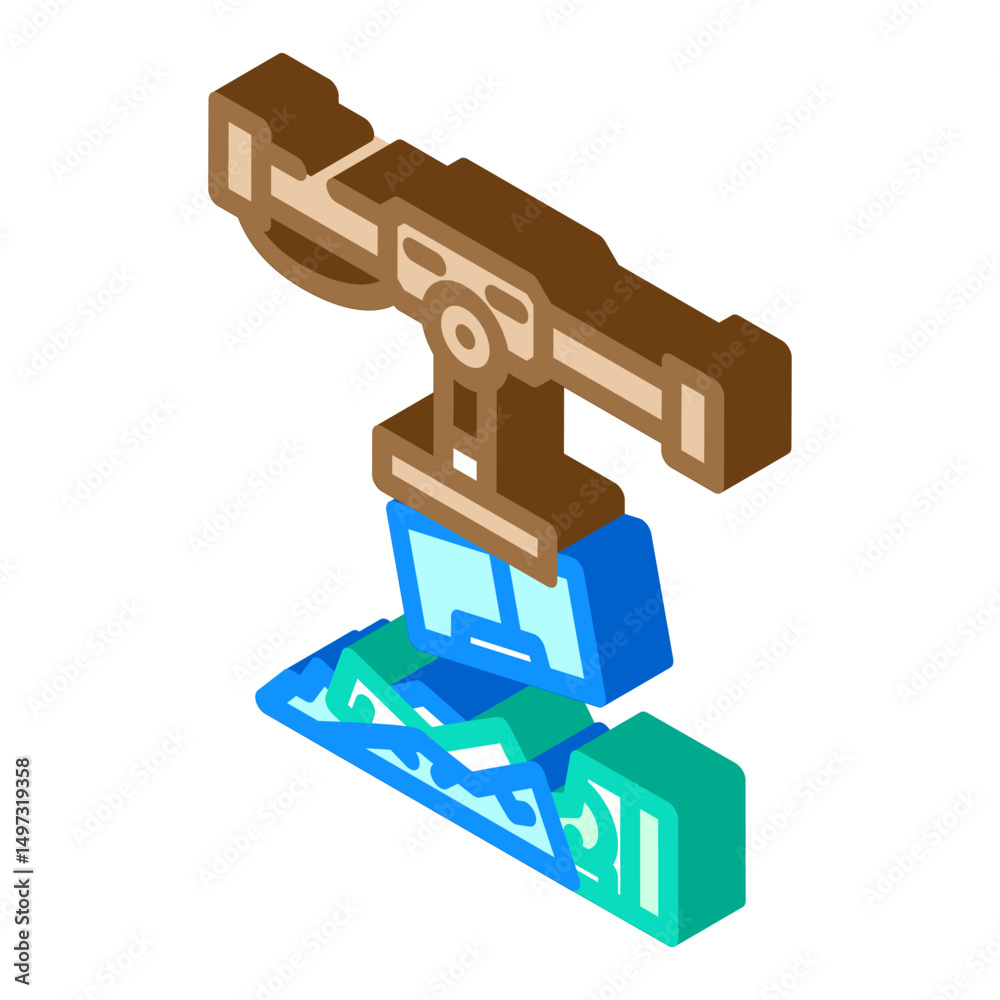Obraz premium scrap metals from e waste pollution isometric icon vector illustration