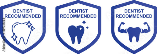 Dentist Recommended Vector Label – Dental Care, Oral Health, Certified Badge Design