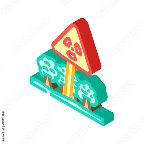 warning zone radioactive pollution isometric icon vector illustration