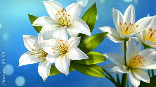 White Lilies against a Light Blue Sky