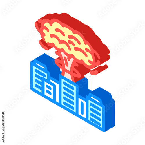 fallout on city skyline radioactive pollution isometric icon vector illustration