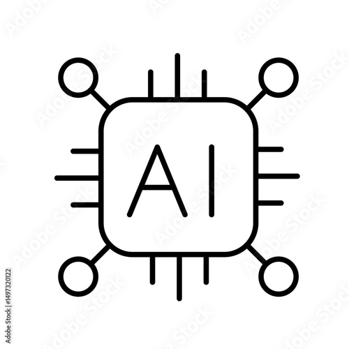 AI banking line icon vector, with editable stroke, perfect for fintech platforms, smart payment systems, and neural banking interfaces