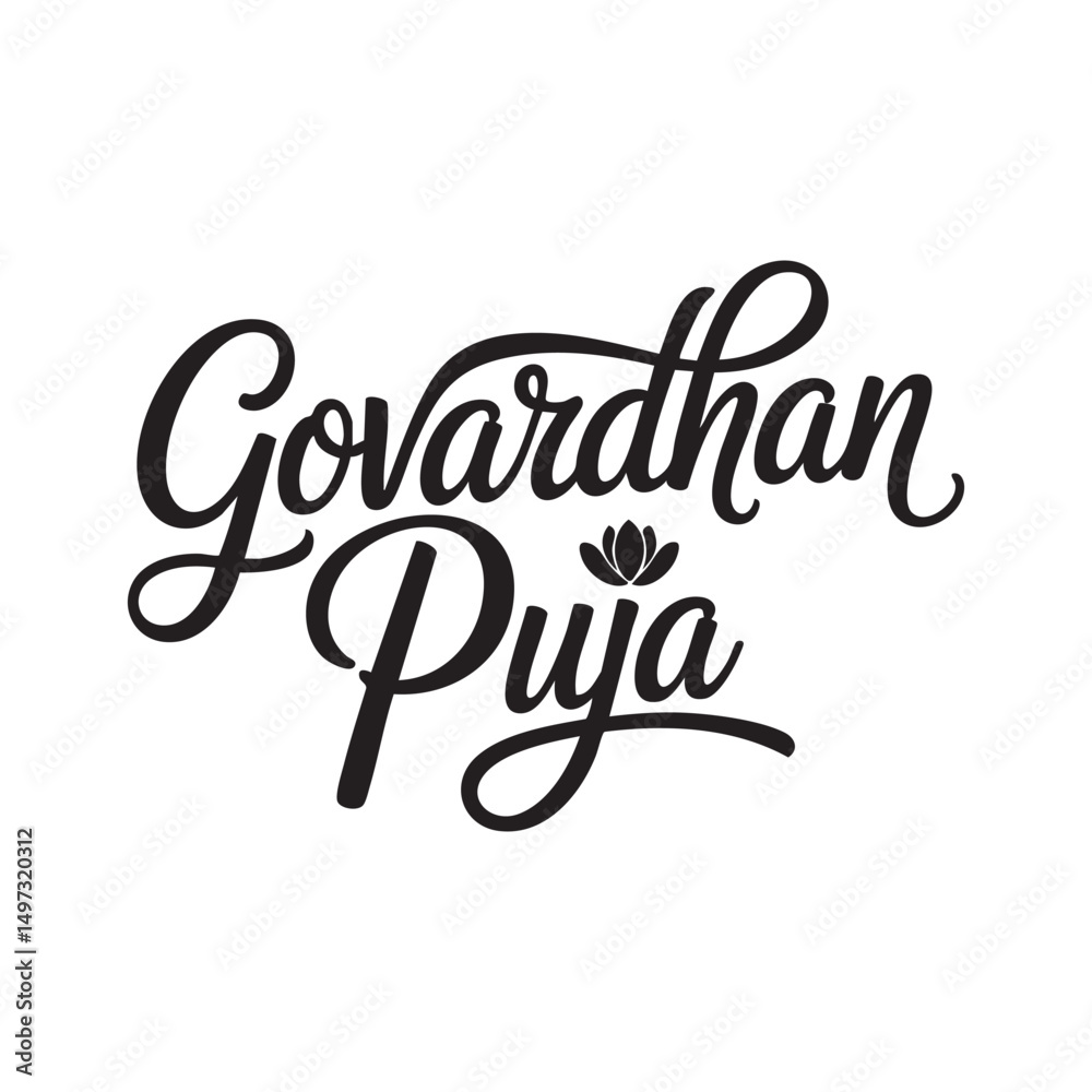 Fototapeta premium govardhan puja hand lettering typography