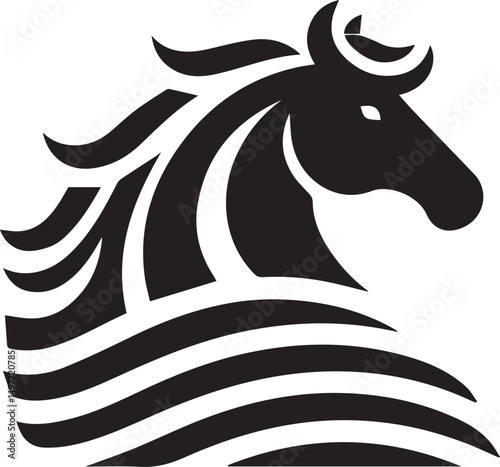 Black and White Berber Horse Vector Illustration – High-Quality Line Art Design