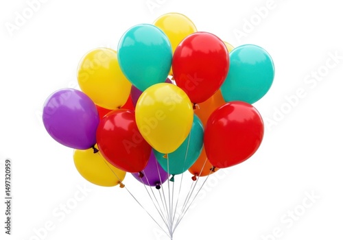 Bunch of colorful balloons isolated on white background