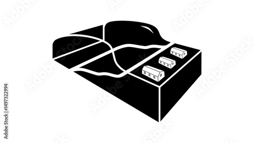 tsunami symbol, black isolated silhouette