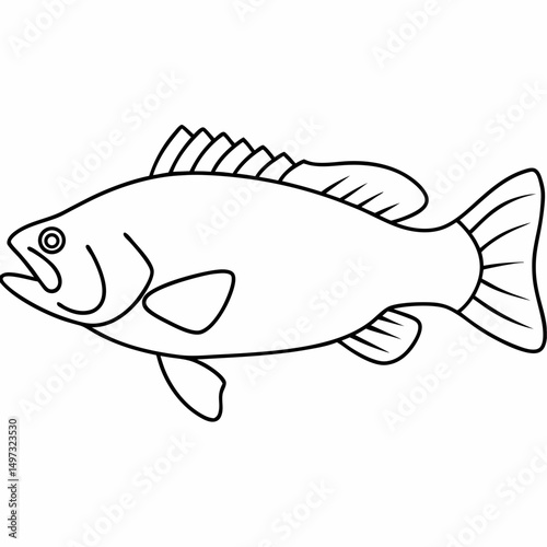 Vector illustration of a fish outline suitable for coloring pages and various design applications showcasing an aquatic theme.