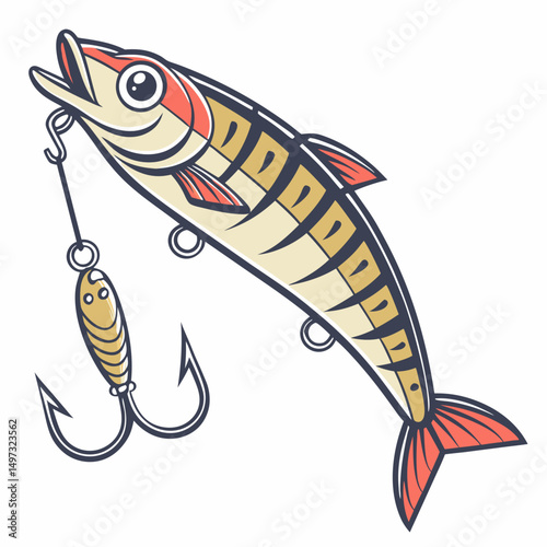 Vector illustration of a detailed fishing lure on a white background ready for angling and outdoor recreation designs