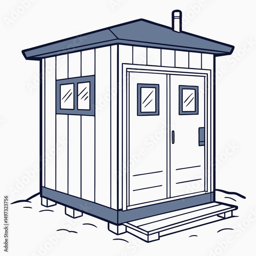 Vector illustration of a wooden shed with a roof suitable for design projects on a white background