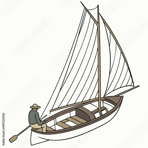Vintage sailing boat with transparent background illustrating maritime adventure suitable for diverse design applications