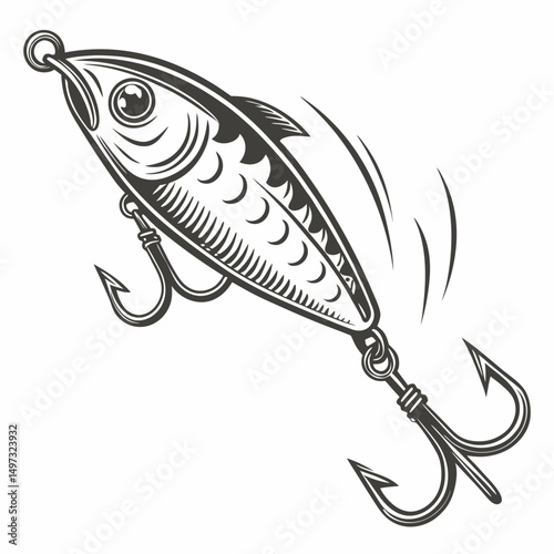 Vintage angling lure illustration on a transparent background fishing concept ideal for graphic design projects