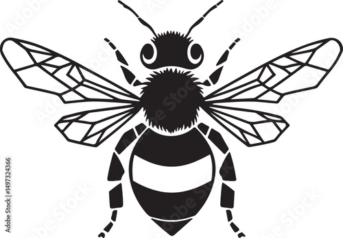 black and white Elegant Bee Silhouette – Insect Aesthetic Design