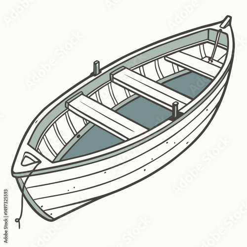 Illustration of a hand drawn rowboat on a white background suitable for various design projects vector graphics