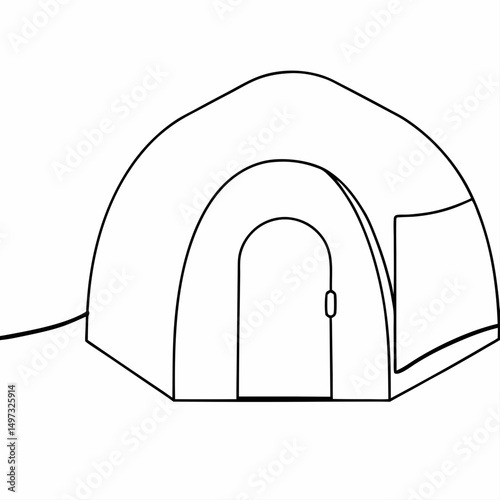 Minimalist black outline camping tent vector design for outdoor adventures and travel concepts suitable for transparent backgrounds