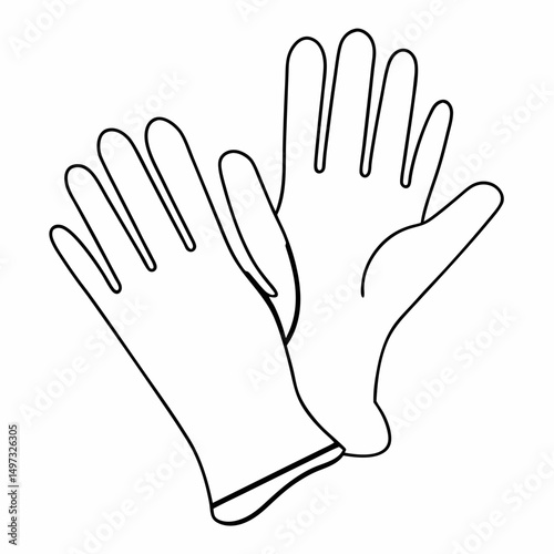 Outlined protective gloves on a transparent background ideal for medical and safety projects
