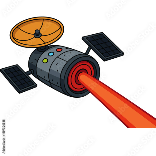 Vector Illustrated Cartoon Direct Energy Satellite Isolated