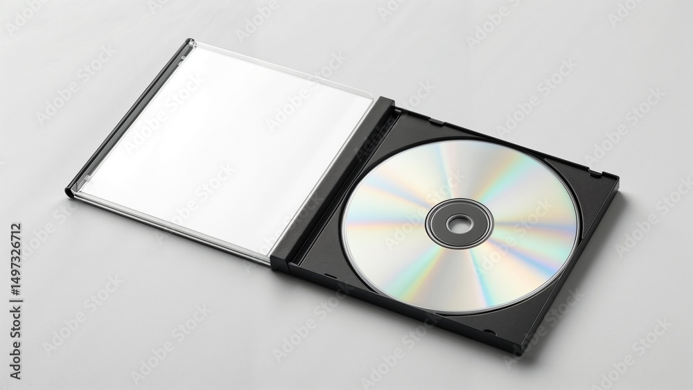 CD cover mockup with disc on white background for copy space CD cover mockup with disc on white background for copy space