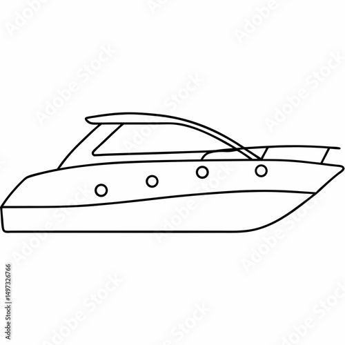 Simple outline of a modern motorboat design in transparent style suitable for various design projects
