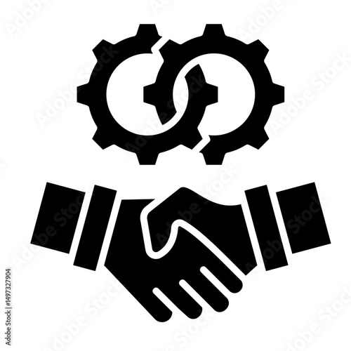 Two Gears Interlocking  Icon Element For Design	