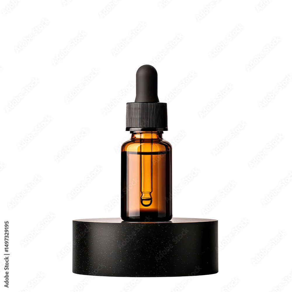 Obraz premium Essential oil dropper bottle for aromatherapy isolated against a transparent background..