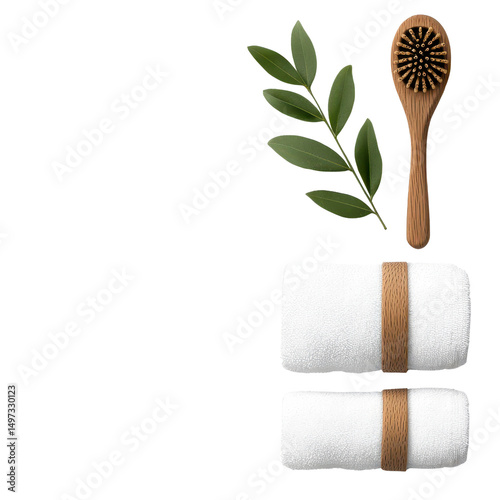 Minimalist spa essentials on a clean backdrop isolated against a transparent background..