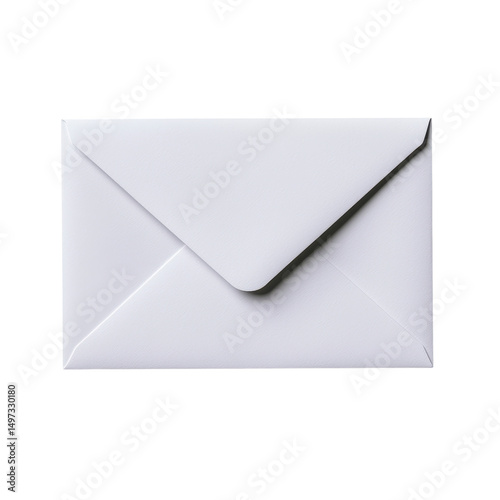 Minimalistic white envelope on  isolated against a transparent background..