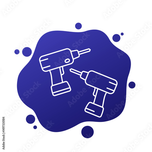 Electric drills line vector icon