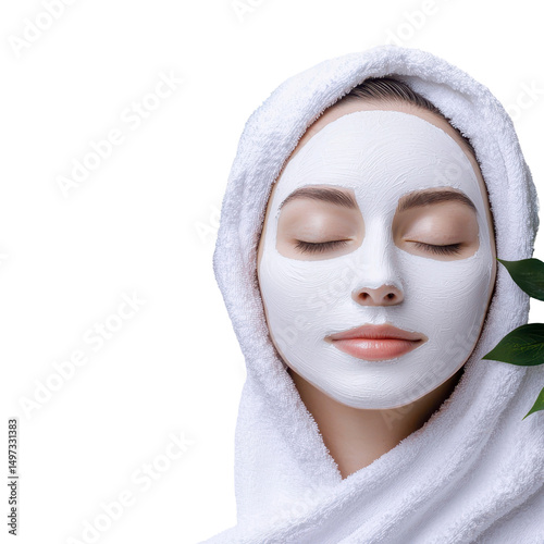 Relaxing facial treatment for glowing skin isolated against a transparent background..